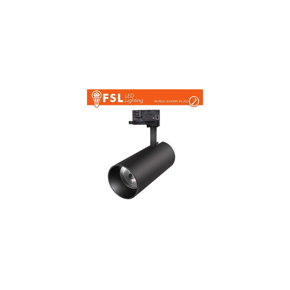 FSL Proiettore a Binario Trifase NERO - 3white 3000-4000-6500k, 30w, 3500lm