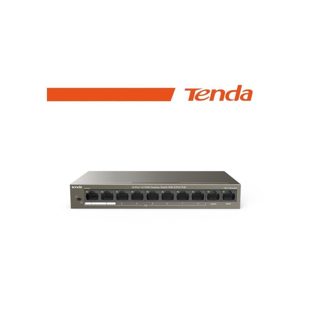 Tenda Switch Unmanaged 10/100Mbit PoE Desktop 63W - TEF1110P-8-63W