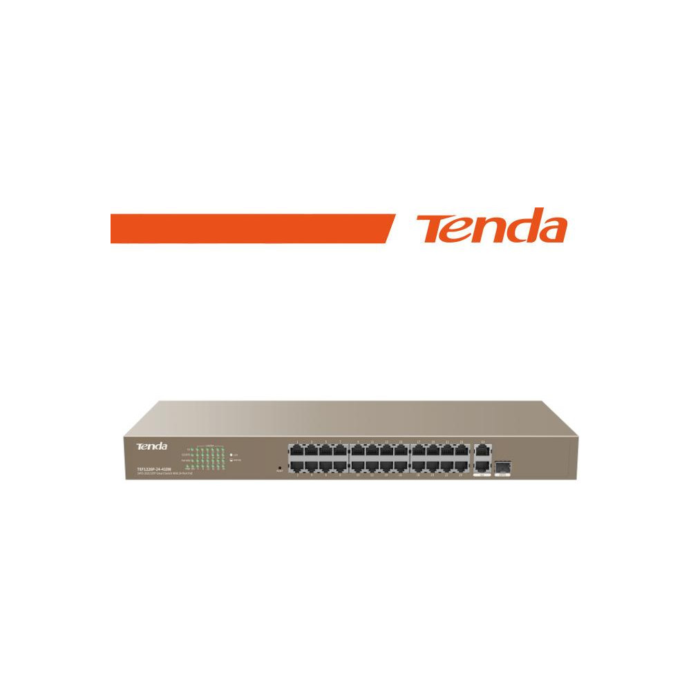 Tenda Switch PoE Web Smart 24 porte 10/100+2Gb+2SFP 440W - TEF1226P-24-410W