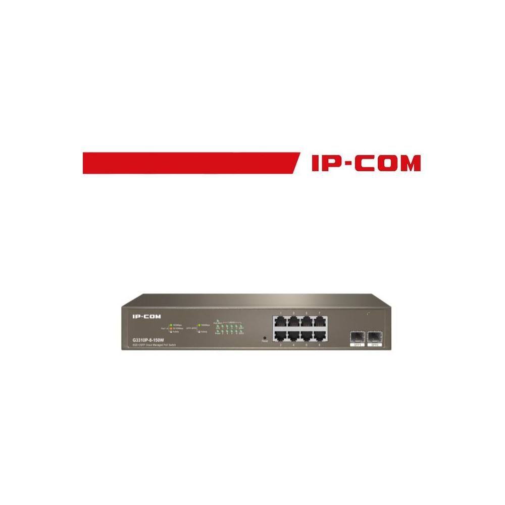 IP-COM Switch PoE Cloud Managed 8GE+2SFP 150W - G3310P-8-150W