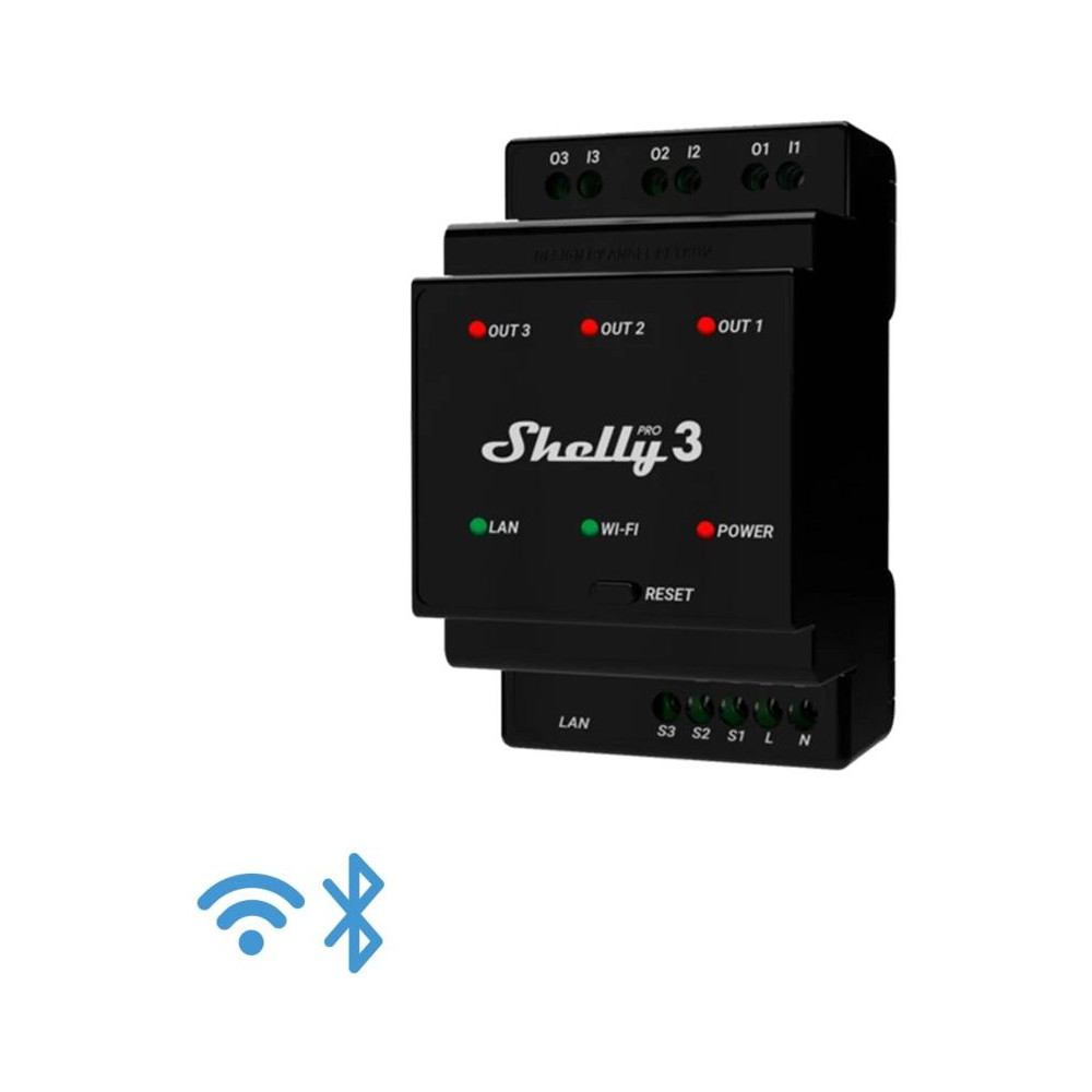 Shelly Pro 3 - IP Smart Relay DIN 3ch. LAN/WiFi/BT