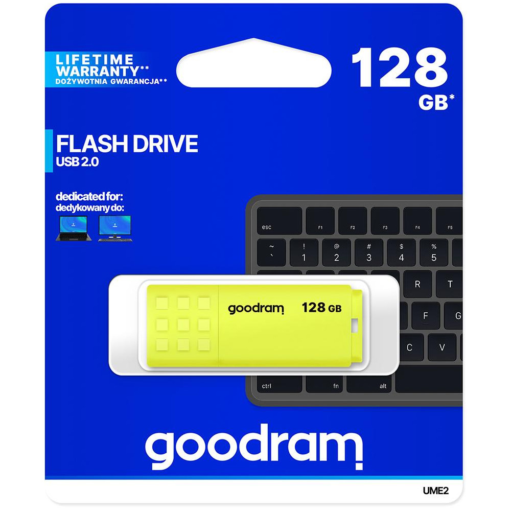 Pendrive GoodRAM 128GB UME2 yellow USB 2.0 - retail blister