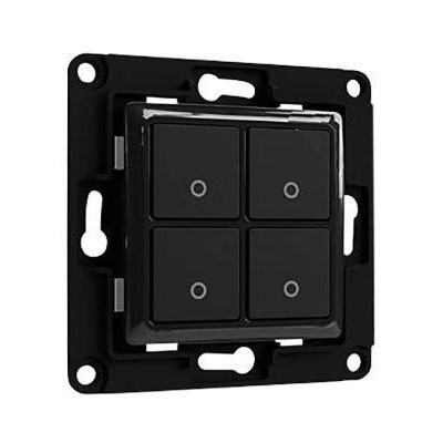 Shelly Wall Switch 4 - Pulsanti filari da parete 4 tasti nero con supp relè