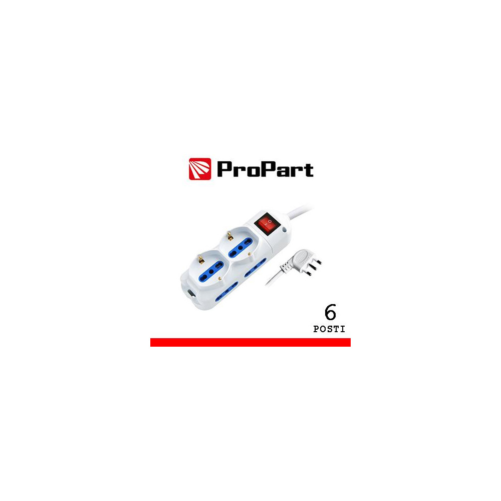 Multipresa 6pos bipasso + bipasso/schuko spina16A +interr.