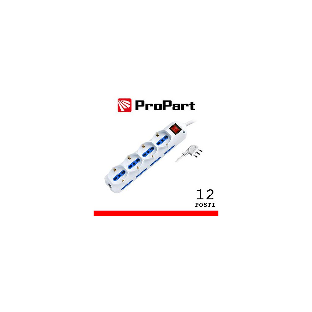 Multipresa 12pos bipasso + bipasso/schuko spina16A +interr.