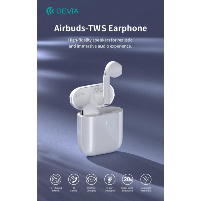 Auricolari Airbuds TWS EM053 Carica Wireless BT 5.3 Bianchi