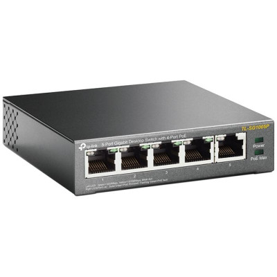 PoE switch 5 porte Gbit 4 PoE max 56W TP-Link TL-SG1005P