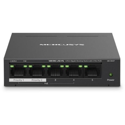 Switch Desktop 5 porte 10/100/1000 PoE+  - Mercusys MS105GP