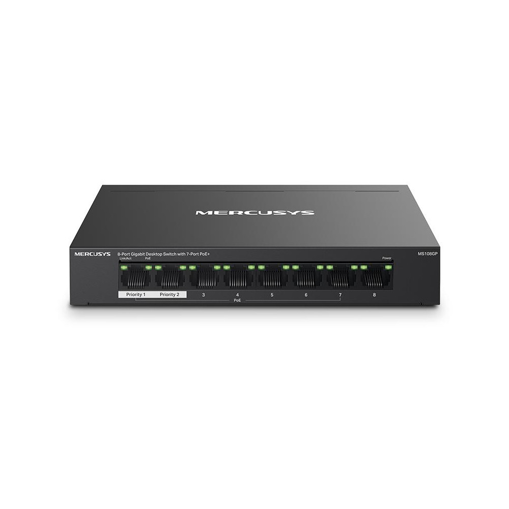 Switch 8 porte Gigabit con 7 porte PoE+ Mercusys MS108GP