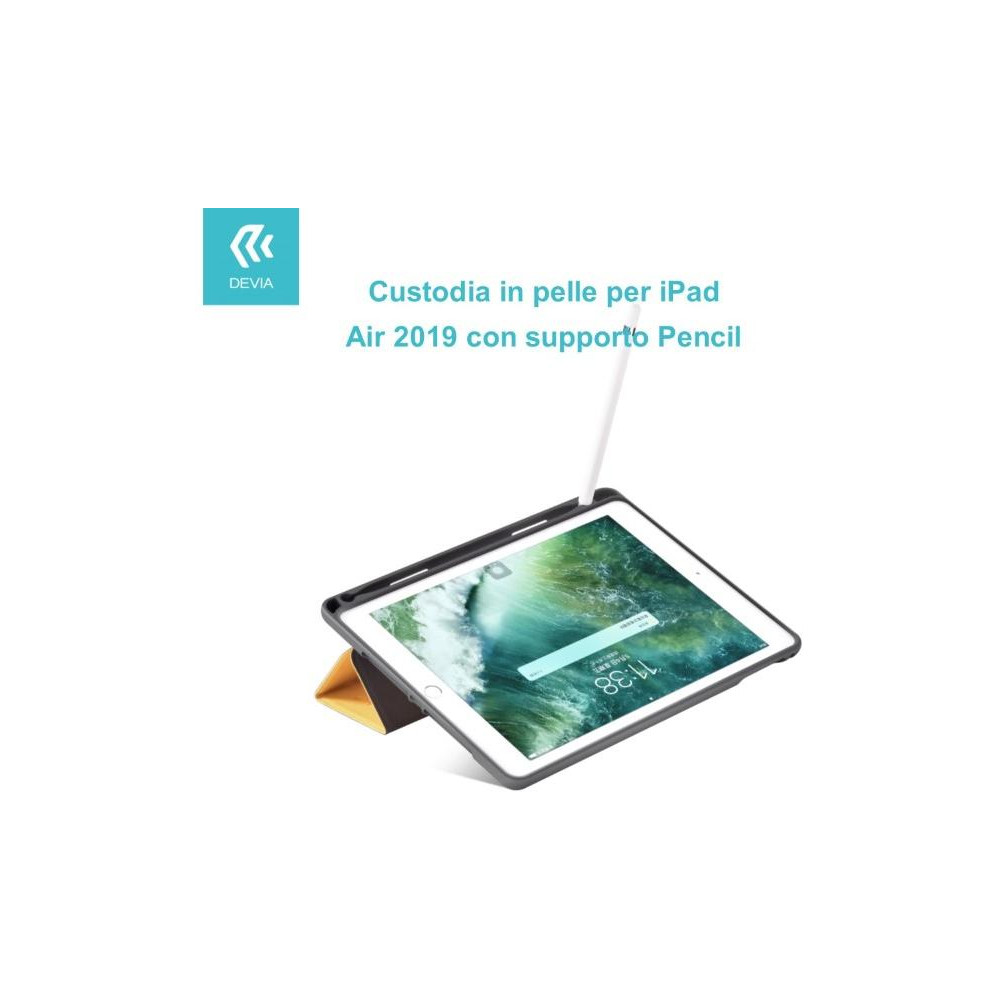 Custodia in pelle per iPad Air 2019 con supporto Pencil Blu