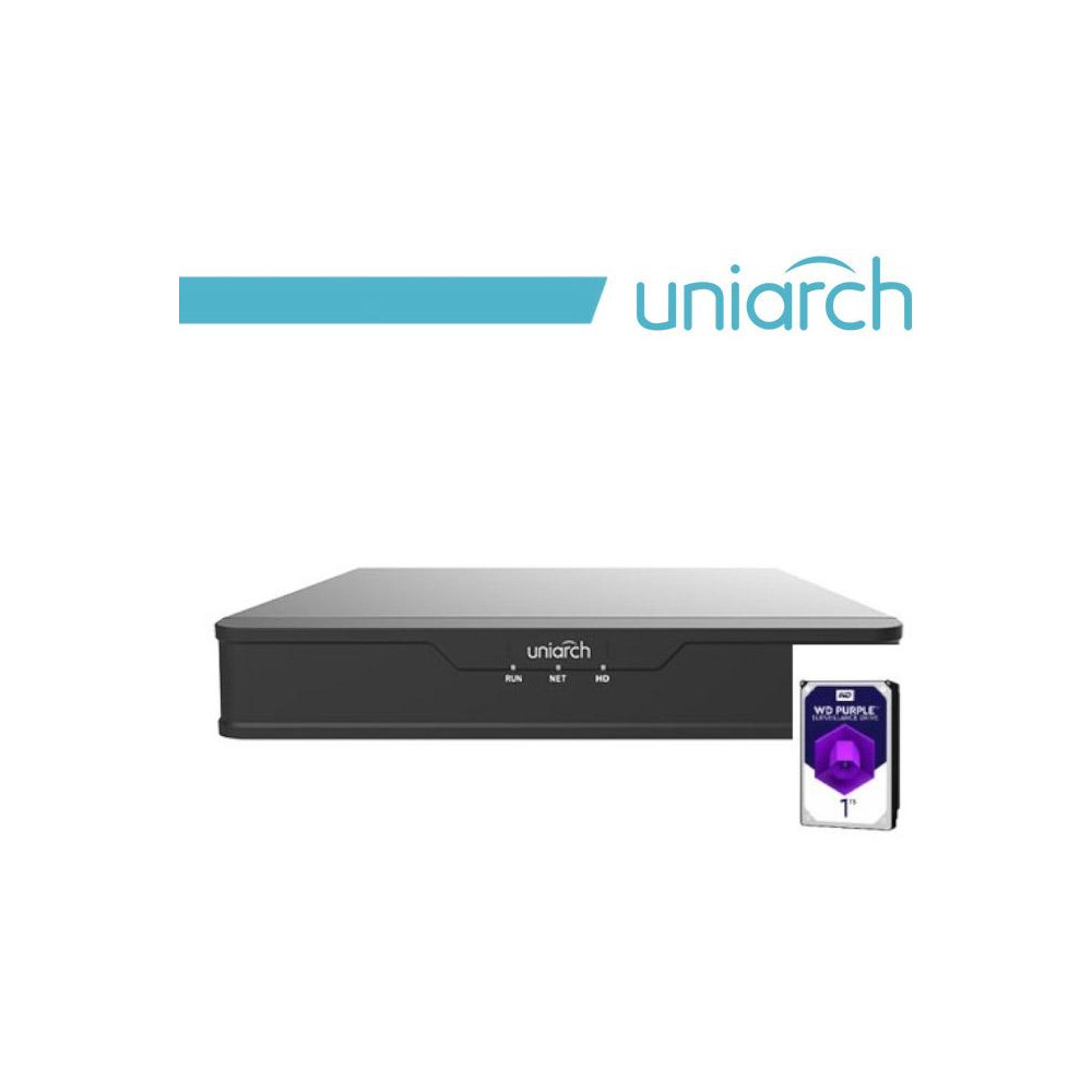 XVR Uniarch 4 Canali 5 in 1, 4 MP@30fps, HDD 1TB incluso