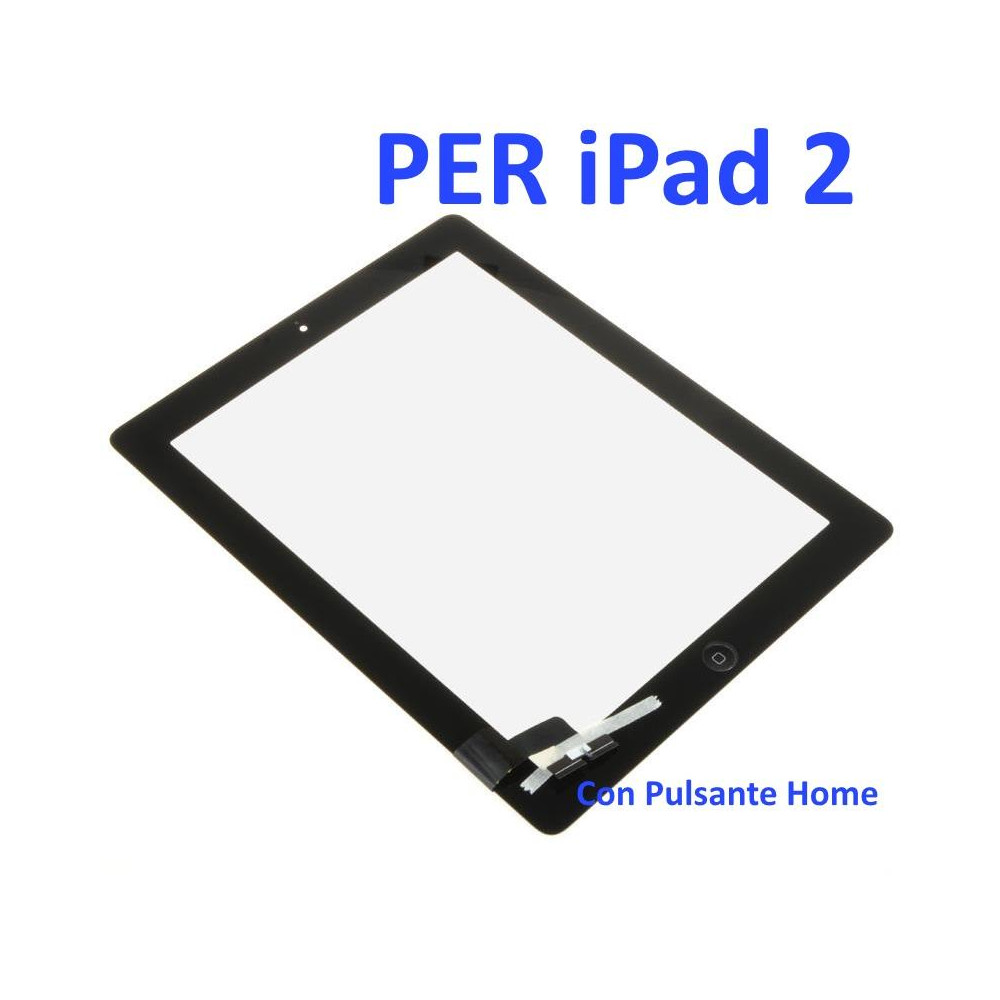 Touch Screen con Pulsante Home e Adesivo per iPad 2 Nero